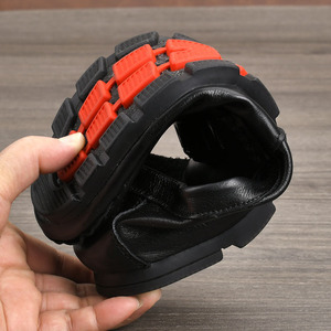 Mocassins en cuir véritable pour hommes, bout rond, à enfiler, semelle souple en caoutchouc, décor à boucle, chaussures décontractées toutes saisons - Product Image 3