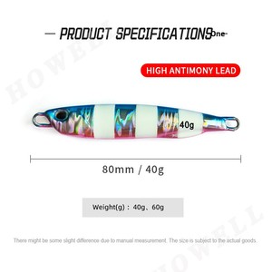 Leurre en plomb de 40g, lumineux, à coulée rapide et à mouvement lent, pour <span class=keywords><strong>la</strong></span> pêche en rivière, lac, mer et en haute mer, pêche à <span class=keywords><strong>la</strong></span> flotte <span class=keywords><strong>sans</strong></span> hameçons - Product Image 5