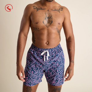 <b>Men</b> Geometric Print Beach Shorts Quick Dry Woven Polyester Drawstring Waist with Pockets Mid Length Swim <b>Trunks</b> - Product Image 5
