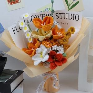 <span class=keywords><strong>Ramo</strong></span> de Flores Artificiales Tejidas a Mano al por Mayor, 11 Piezas, Flores de Crochet Ecológicas Desechables Multicolores, <span class=keywords><strong>Tulipanes</strong></span> <span class=keywords><strong>y</strong></span> <span class=keywords><strong>Rosas</strong></span> - Product Image 6