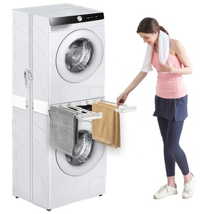 Kit d'empilage de linge 24 "-27" adapté à la laveuse-sécheuse de taille universelle avec deux étagères rétractables <span class=keywords><strong>pour</strong></span> suspendre les serviettes. - Product Image 1