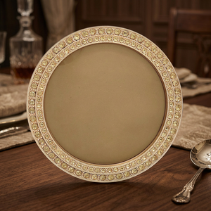 Hot Selling Gold 4x4" Die Cast Zinc Alloy Plated Decorative Photo <b>Frame</b> with Crystal for Weddings Made in Dong-Guan China - Product Image 3