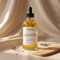 Akaril 120ml Huile Essentielle d'Argan et de Romarin pour la Croissance Capillaire, Elixir de Croissance Intense, Huile Capillaire Lissante, Traitement Réparateur pour la Croissance des Cheveux
