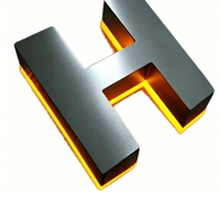 Lettres en acier inoxydable/PVC rétroéclairées par LED personnalisées, logo en métal 3D pour la façade de café, restaurant, magasin