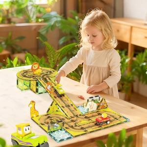 हॉट सेलिंग बिल्डिंग इलेक्ट्रिक ट्रैक वाहन शहरी यातायात दृश्य रंगीन खिड़कियां बच्चों के शैक्षिक खिलौने - Product Image 4