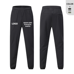 Mens Elastic Waistband Full Length Pants Mens Gym Training Pants with Zipper Pocket Elasticated <b>Trousers</b> Foot Quick Dry Fabric - Product Image 4