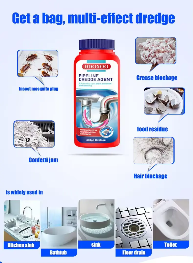 The Drain Cleaner Powerful Pipe Dredging Agent Sink Drain Cleaner Portable Powder Agent for Kitchen Toilet Pipe