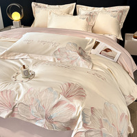 Ensembles de literie en coton brodé avec fermeture à glissière housse de couette de luxe personnalisée drap de lit et housse de couette en pur coton Queen Size