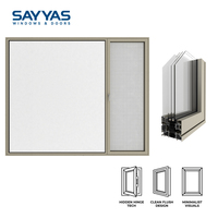 Ventana de Aluminio Sayyas JE115-IW de Triple Panel con Vidrio Low-E, Eficiente en Energía y Sostenible, para Proyectos Ecológicos con Certificación LEED