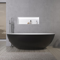 Baignoire autoportante ronde à profil bas en surface solide, en pierre artificielle, pour spa et immersion
