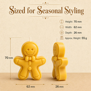 Bougie de Noël en forme <span class=keywords><strong>d</strong></span>'homme en <span class=keywords><strong>pain</strong></span> <span class=keywords><strong>d</strong></span>'<span class=keywords><strong>épice</strong></span>s, 3 couleurs, bougie sculptée en forme de biscuit mignon, cadeau <span class=keywords><strong>pour</strong></span> le bonhomme de neige de Noël - Product Image 2