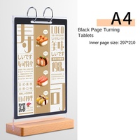 Présentoir promotionnel en acrylique RBD pour cartes à feuillets mobiles, noir/argent, pour menu de table, livre à feuilles mobiles, carte de prix, carte de repas, vente en gros A4/A5