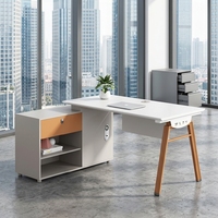 Poste de travail de bureau individuel moderne en bois avec cloison de séparation, ensemble de mobilier de direction de luxe avec table blanche