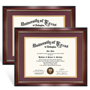 MONDON Solid Wood Cherry Graduation Certificate Diploma Frame with Gold Trim