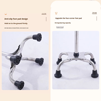 Canne de marche à quatre pieds en acier inoxydable, personnalisable pour personnes âgées handicapées, canne triangulaire d'assistance, hauteur réglable