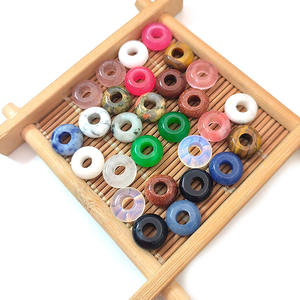 Perles de pierre naturelle rondes polies à gros trous pour abacus plat, cristaux de guérison, protection énergétique, charmes de chakra, fabrication de bijoux, vente en gros - Product Image 1