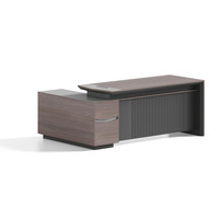 Bureau d'angle moderne en L pour cadre dirigeant, en mélaminé E1 et panneau de bois MDF, poste de travail PC/ordinateur portable avec trou de câblage pour bureau commercial