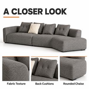 VB Wholesale Grey Fabric L Shaped Sectional <b>Sofa</b> with Chaise Tufted Back Cushions Solid <b>Wood</b> <b>Frame</b> and High Density Foam - Product Image 3