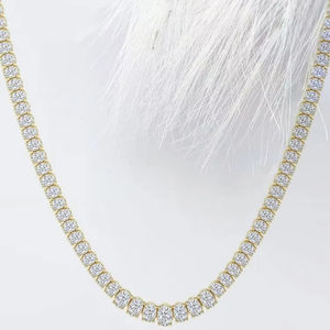 Conjunto de Collar de Mujer con Diamante Cultivado en Laboratorio de Corte Ovalado y Oro Blanco de 14K, Diseño Moderno y Delgado para Fiestas, Joyería Certificada - Product Image 1