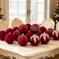 Boules de Noël en velours pailleté de haute qualité, respectueuses de l'environnement, rouge et vert, ornements de luxe à suspendre à l'arbre pour la maison pendant les fêtes