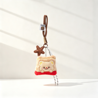 Porte-clés ours en peluche personnalisé avec logo, pendentif mignon pour sac avec breloque étoile et corde tressée pour accessoires de sac à dos pour filles