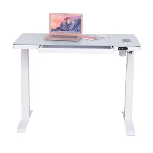 Glass Desk Popular Adjustable Desk Modern Study <strong>Computer</strong> <strong>Table</strong> Sit to Stand Desk - Product Image 1