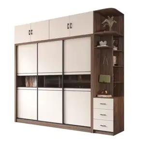 Sliding Door Wardrobe With Dressing Table Modern Simple Home Bedroom Sliding Door Wardrobe Walnut Wardrobe Trip Door Cabinet