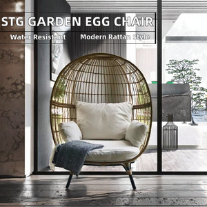 Chaise de jardin en rotin moderne de style européen et américain STG Home Garden, avec structure en aluminium, durable, confortable, imperméable et pliable - Product Image 2