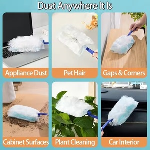 Recharges de dépoussiéreur robustes pour Swiffers Duster avec manche 180 °   Plumes à poussière jetables multi-surfaces, recharges - Product Image 4