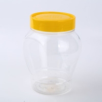 Grands pots de cornichons en plastique de 1000ml Boîte de bonbons et biscuits à large bouche Contenants en plastique transparents de stockage de qualité alimentaire avec bouchons
