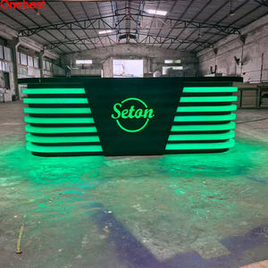 Table de console de diffusion en pierre et bois de surface solide noire sur mesure Bureau de réception de <span class=keywords><strong>studio</strong></span> de nouvelles TV moderne avec LED - Product Image 1