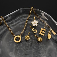 Bracelet à breloques eManco Rolo en acier inoxydable, lettres DIY, chiffres 5, fleurs, feuilles, roses, breloques mixtes, bijoux