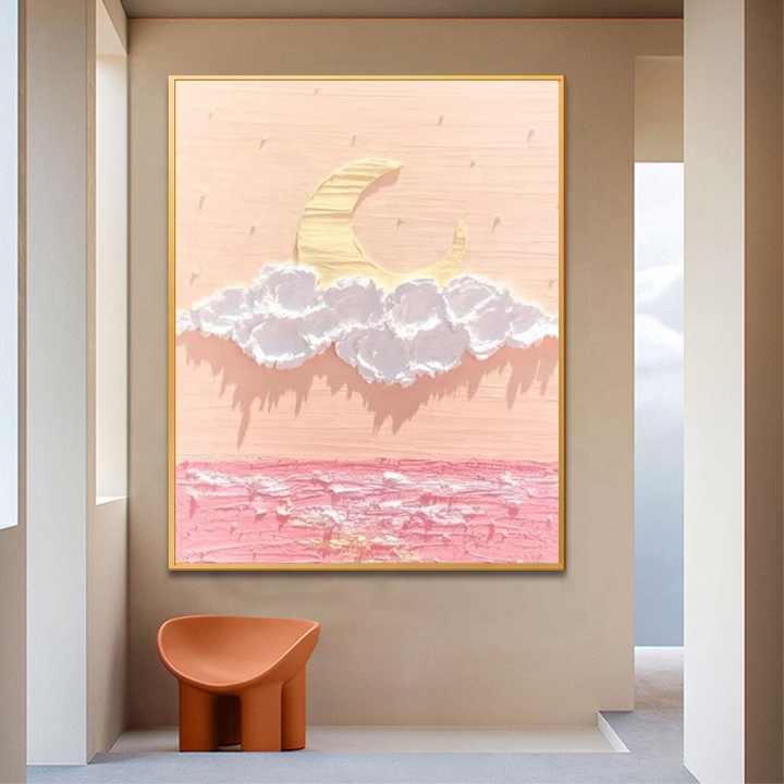 手描きのクォーツサンド立体アクリルアートキャンバス 60x80cm