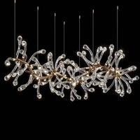 Lustre moderne personnalisé en cristal en forme de branche de saule, suspension en forme de goutte d'eau pour hôtel, villa, salle à manger, projet