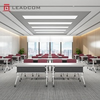Table de bureau pliable Leadcom LS-702 en acier-magnésium, empilable, gain de place, pour réunions et formations, avec plateau rabattable