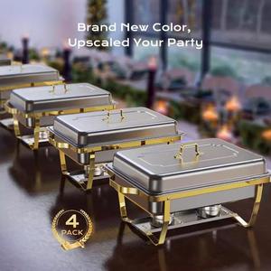 2026 <b>Buffet</b> Food Warmer 9 Sets Stainless Steel Pot Alcohol-Fueled 9L 12-Hour Heating Silver Color Wedding Party <b>Table</b> Setting - Product Image 5