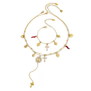 Gioielli Joolim, Collana con Ciondolo a Cuore e Croce in Zirconia, Placcata Oro 18K, Resistente allo Scolorimento, Accessorio Multiuso Fai-da-Te in Acciaio Inossidabile - Product Image 3