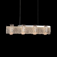 Lustre rectangulaire LED de luxe à pampilles et cristaux, longueur moyenne, pour salle à manger