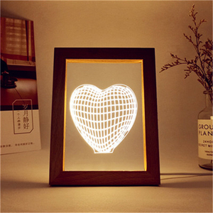 Marco de fotos de madera para decoración del hogar, <span class=keywords><strong>luz</strong></span> Led acrílica 3D de 5V, <span class=keywords><strong>luz</strong></span> nocturna USB, para fiesta de navidad, regalos para niños, Juguetes - Product Image 6