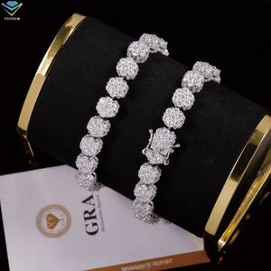 Diamond 925 Sterling Silver 10mm VVS <b>Moissanite</b> Diamonds Cuban Link Bracelet With GRA Certificate - Product Image 3