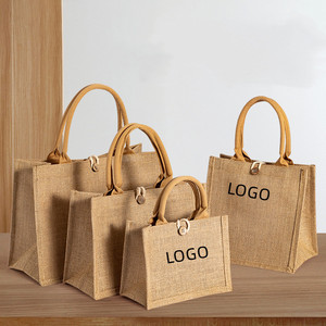 Hot Sale Customized Logo Printed Jute Shopping <strong>Bags</strong> Big Capacity <strong>Hemp</strong> Tote <strong>Bag</strong> High Visibility Customized Logo Printing - Product Image 3
