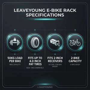Support de vélo électrique robuste à fixer sur <span class=keywords><strong>attelage</strong></span>, capacité de 50 kg par vélo, compatible avec les pneus larges, <span class=keywords><strong>porte</strong></span>-vélos inclinable pour vélos électriques, SUV, camion - Product Image 5