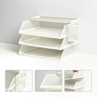 Plateau de rangement multi-niveaux en métal A4 à prix réduit et boîtes de rangement de bureau avec porte-stylos