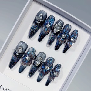 <span class=keywords><strong>Uñas</strong></span> Postizas Aurora Azul <span class=keywords><strong>con</strong></span> Pedrería Romántica de Lujo para Boda, <span class=keywords><strong>Uñas</strong></span> Artificiales <span class=keywords><strong>con</strong></span> Destellos de <span class=keywords><strong>Rosas</strong></span> Fluidas, Proveedor Popular - Product Image 6