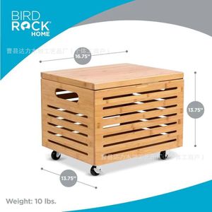 Boîte de rangement carrée en bois avec couvercle et poignée pour l'organisation du bureau, design recouvert d'un motif en grain de bois massif - Product Image 5