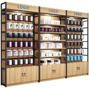 <span class=keywords><strong>Vitrine</strong></span> moderne en MDF pour gadgets, avec éclairage LED, blanc et or, pour magasin, centre commercial, accessoires, présentoir - Product Image 4