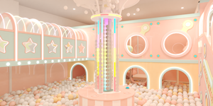 Aire de jeux intérieure personnalisée Macaron Pastel avec double toboggan, piscine à balles et <span class=keywords><strong>tour</strong></span> de jeux interactive pour centre commercial FEC - Product Image 3