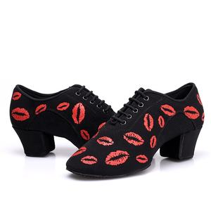 Zapatos <span class=keywords><strong>De</strong></span> baile <span class=keywords><strong>De</strong></span> salón <span class=keywords><strong>De</strong></span> <span class=keywords><strong>Salsa</strong></span> Latina nobuk para mujer, tacón bajo, Amarillo/rojo para baile latino, Zapatos <span class=keywords><strong>De</strong></span> Baile - Product Image 2