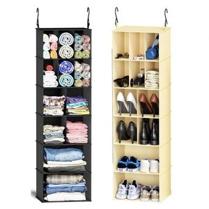 Black Multi-Functional Storage Bag With 12 Compartments Thickened PP Board Hanging <b>Wardrobe</b> Fabric Container Clothing Bedding - Product Image 2
