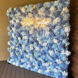 W-FW050 Bán Buôn Màu Xanh Tăng Hoa Tường Backdrop Lụa Nhân Tạo Cơ Sở Vải Hoa Tường 8ft * 8ft Cho Đám Cưới Đảng Trang Trí - Product Image 1